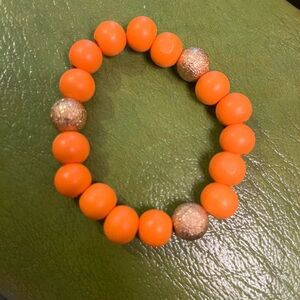 Orange and Gold Beaded Bracelet